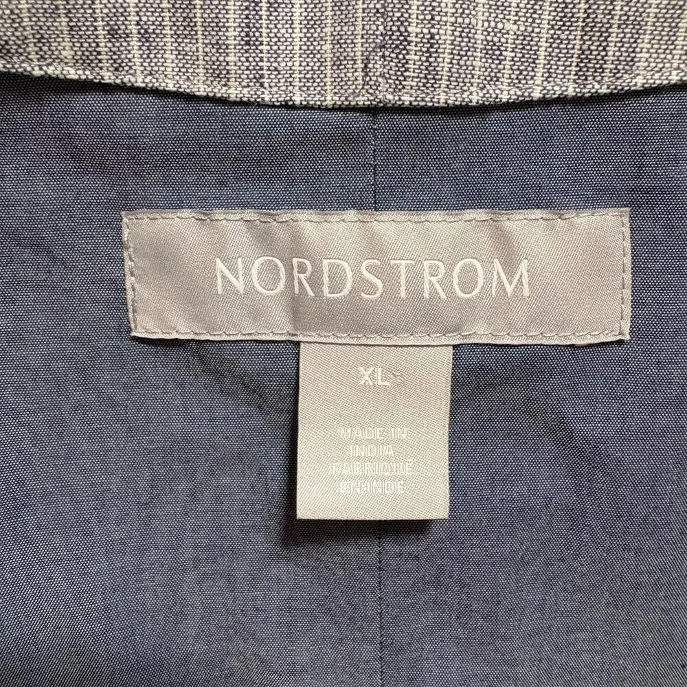Nordstrom Boys Vest XL Blue Grey Pinstripe Linen Cotton Suit Vest Wedding